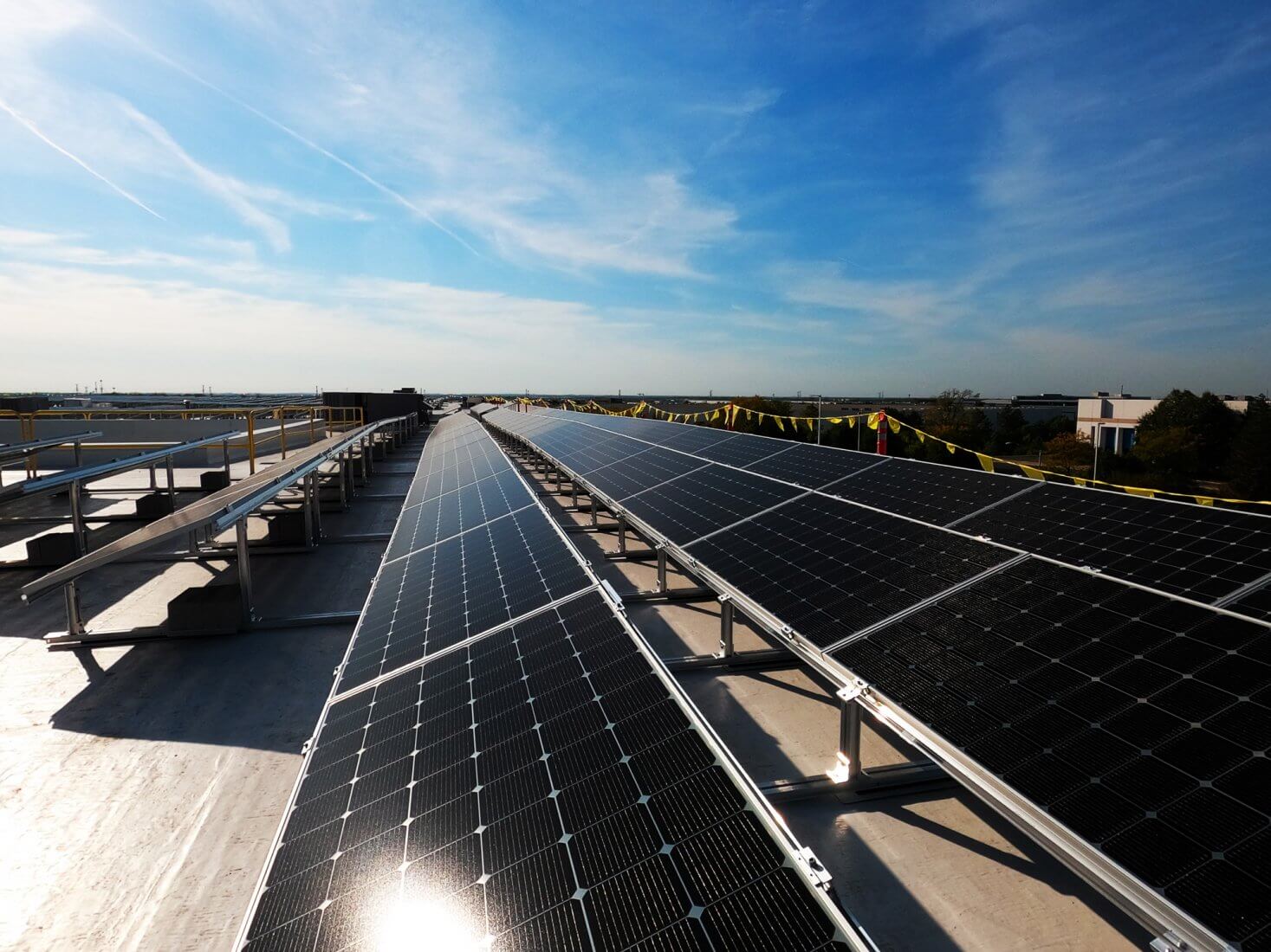 Rooftop panels at G&W Electric headquarters