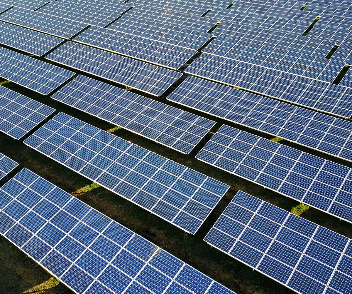 Solar panels in a row.