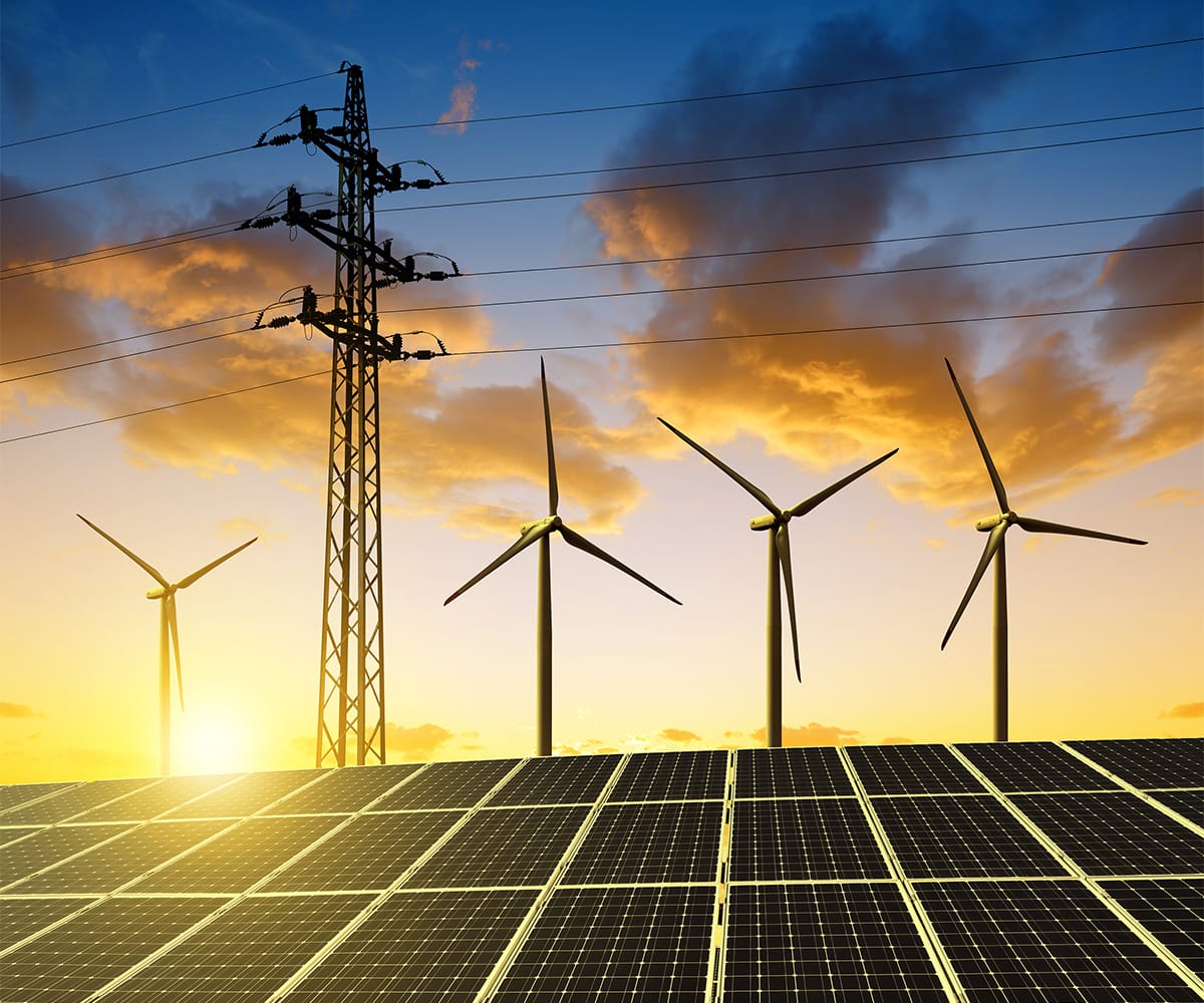Windmills and solar panels
